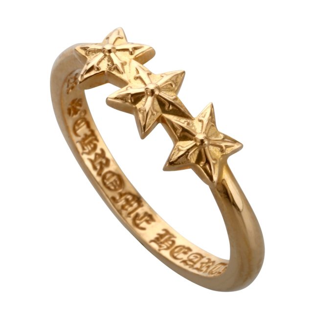 Chrome Heartsレプリカ クロムハーツ【Chrome Hearts】K22 バブルガムリング w/3スター 22K